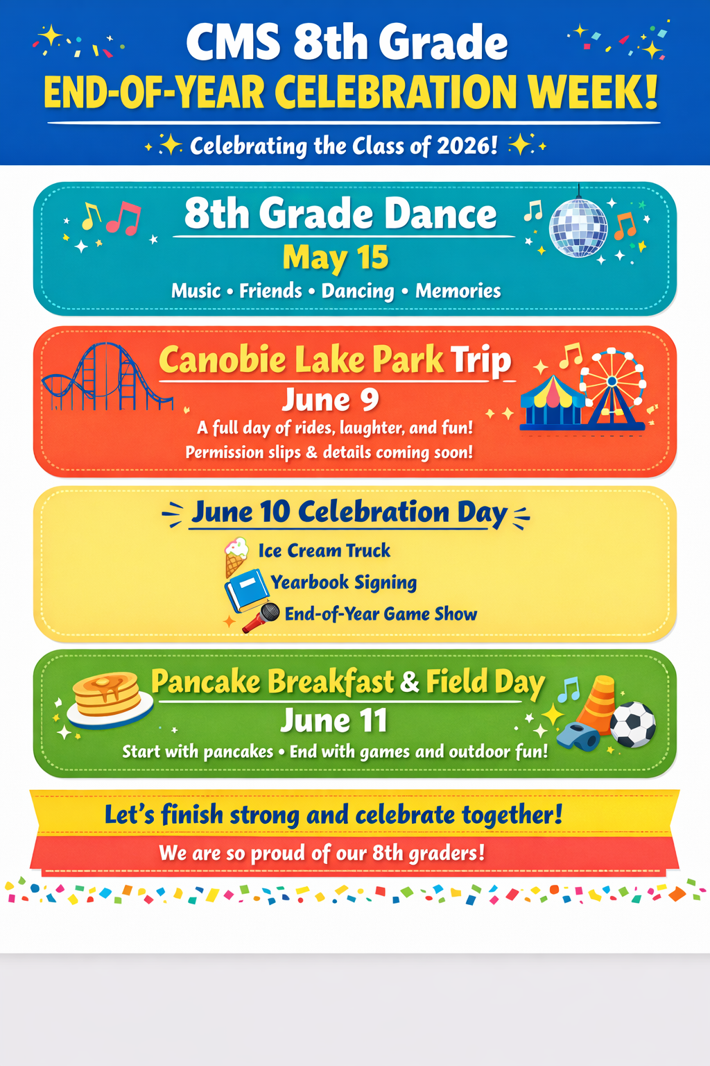 8th Grade End of the Year Activities!